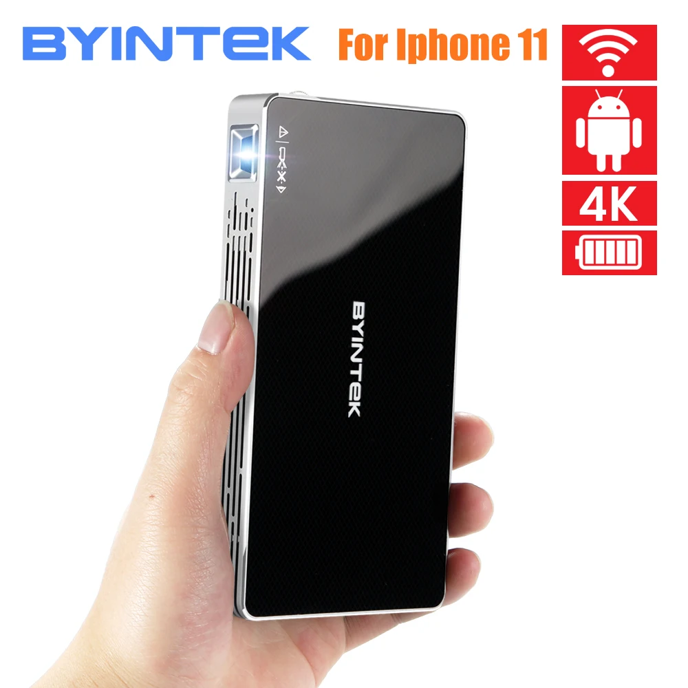 BYINTEK UFO P10 Android 7.1.2 OS Wifi мини HD светодиодный проектор для HD1080P MAX 4K Портативный Умный домашний кинотеатр Карманный для Iphone 11