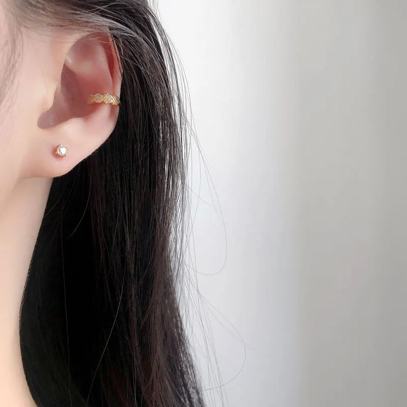 Серьги-Клипсы из стерлингового серебра s925 пробы с цирконом в форме сердца