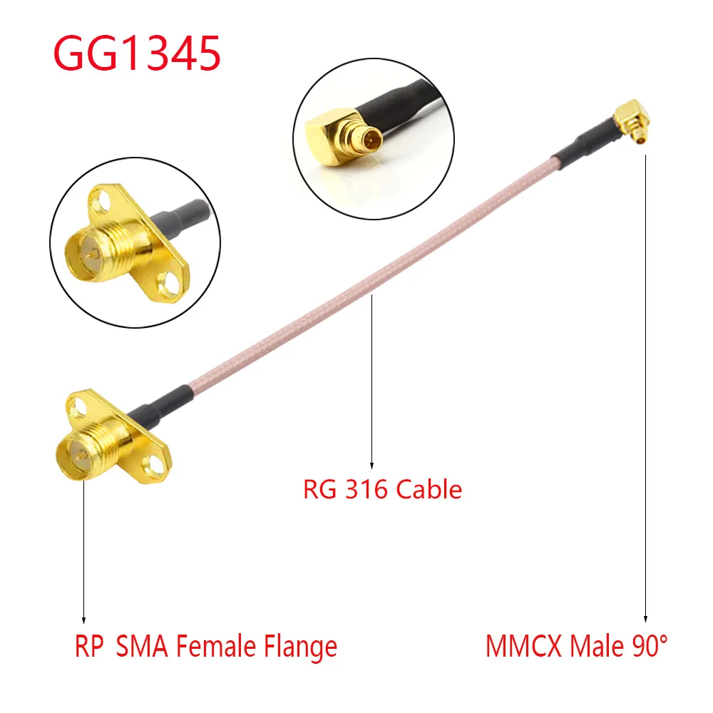 1PC MMCX to SMA/RP-SMA Female Flange Panel Mount RG316 Pigtail FPV Antenna Extension Cord for TBS Unify PandaRC VTX images - 6