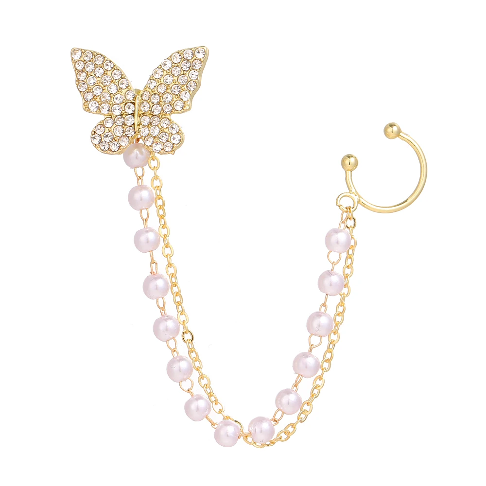 

Vienkim Korean Elegant Cute Rhinestone Butterfly Stud Earrings For Women Girls Fashion Metal Chain Boucle Jewelry Accessorie