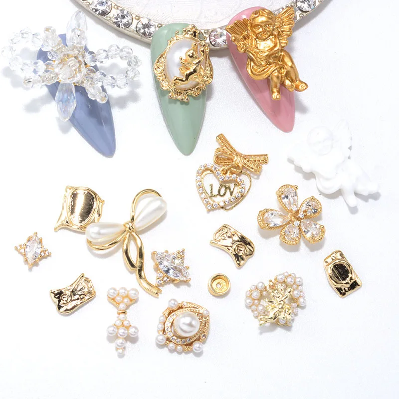 2 шт. дизайн ногтей 3D Роскошные Очаровательные Ангелы/Сердце/цветок Дизайн