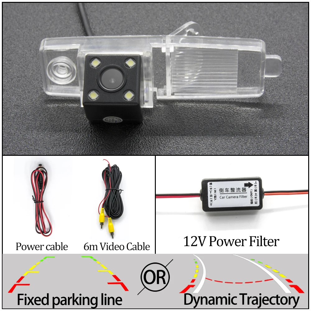 4LED Camera N Filter Фиксированная или динамическая траектория камера заднего вида для Toyota Highlander Kluger RAV4 RAV 4 2009 2010 2011 2012 Автостоянка аксессуары - Название цвета: 4LED Camera N Filter