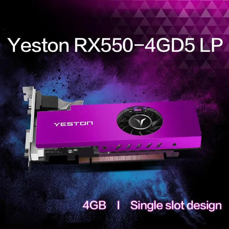 

Yeston RX550-4G D5 LP Graphics Cards Radeon Chill 4GB Memory GDDR5 128Bit 6000MHz VGA + HDMI-Compatible + DVI-D GPU