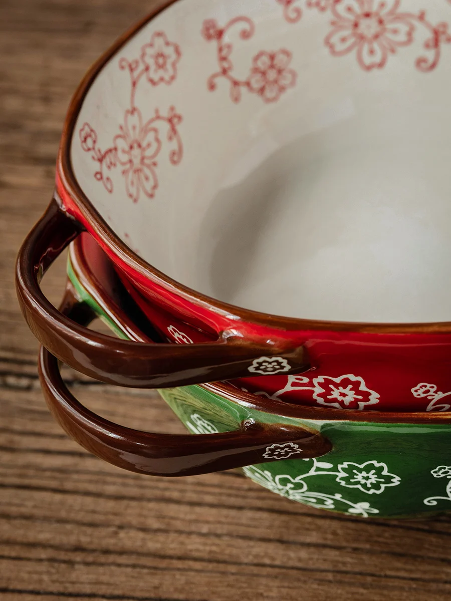 Новая керамическая десертная чаша вишневого бинаурального цвета с ажурной