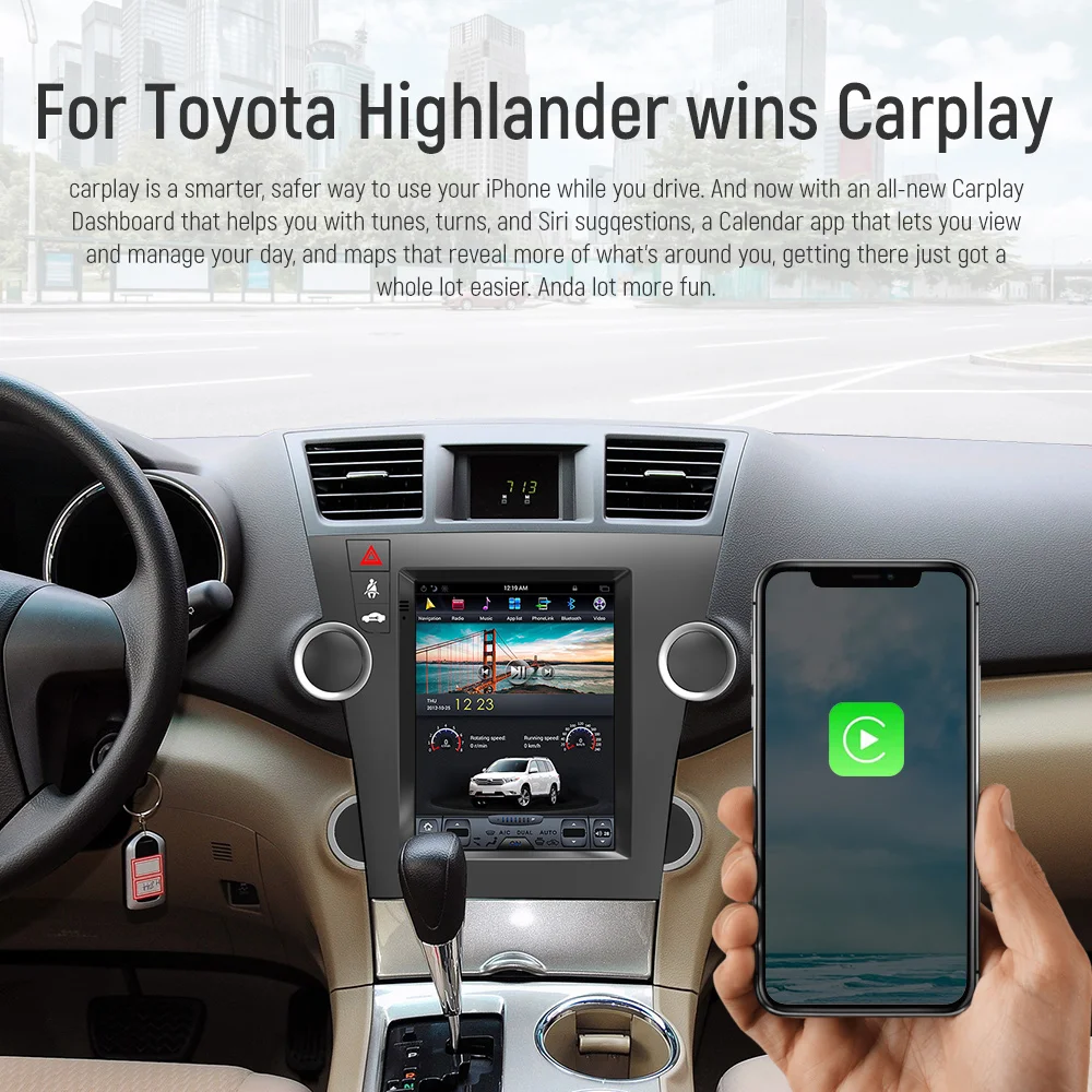 Автомобильный мультимедийный плеер на Android 10 0 для Toyota Highlander 2009 - 2014 Tesla стерео 2 din