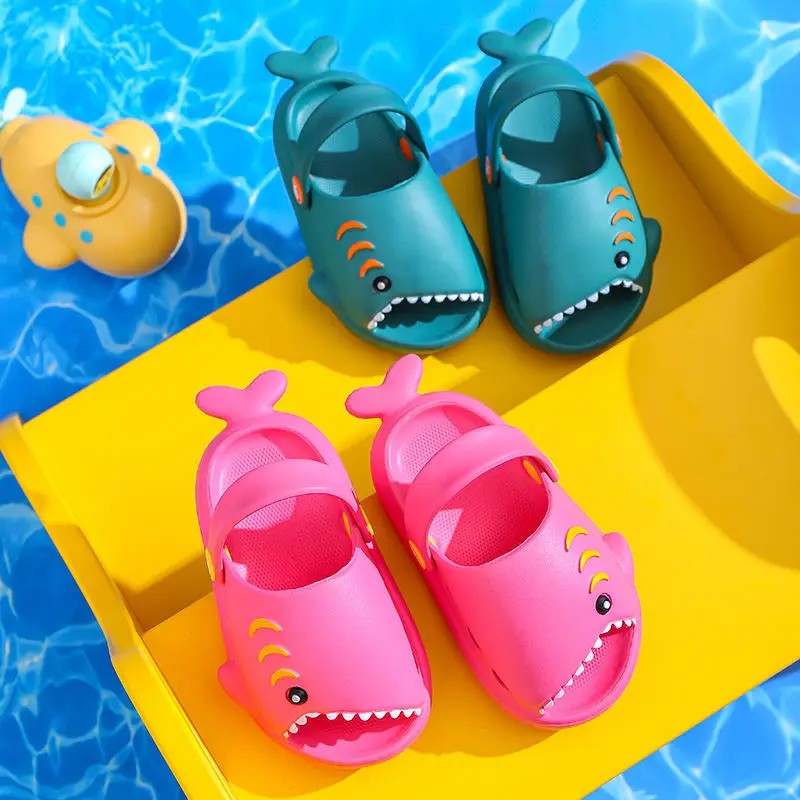 

Fashion Shark Summer Children's Slippers Rainbow Shoes for Kids Toddler Baby Outdoor Cartoon Print Cute Flat Heels Beach Sandals