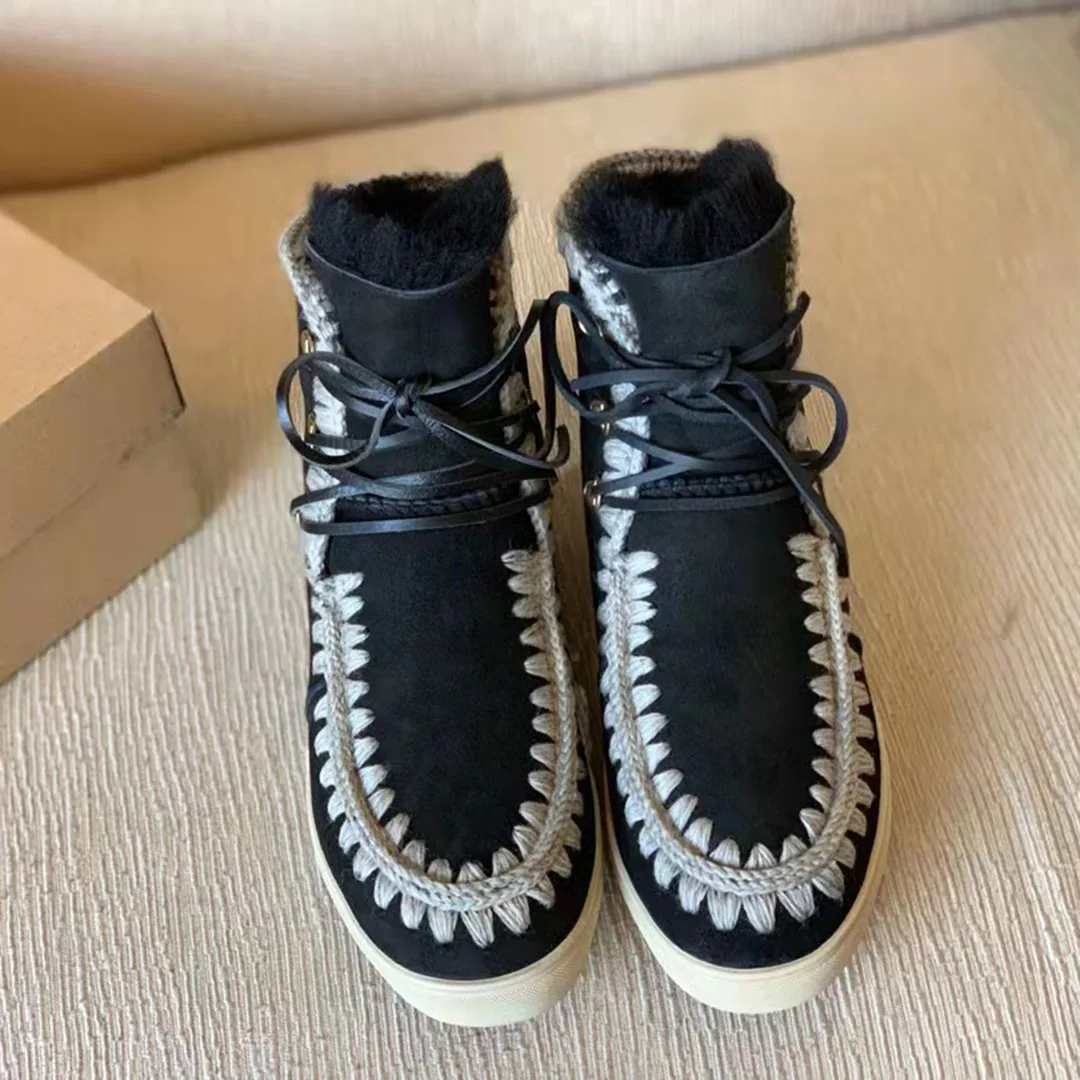 

Vallu 2021 hot new product, high-quality leather, handmade hook line, warm and comfortable snow boots