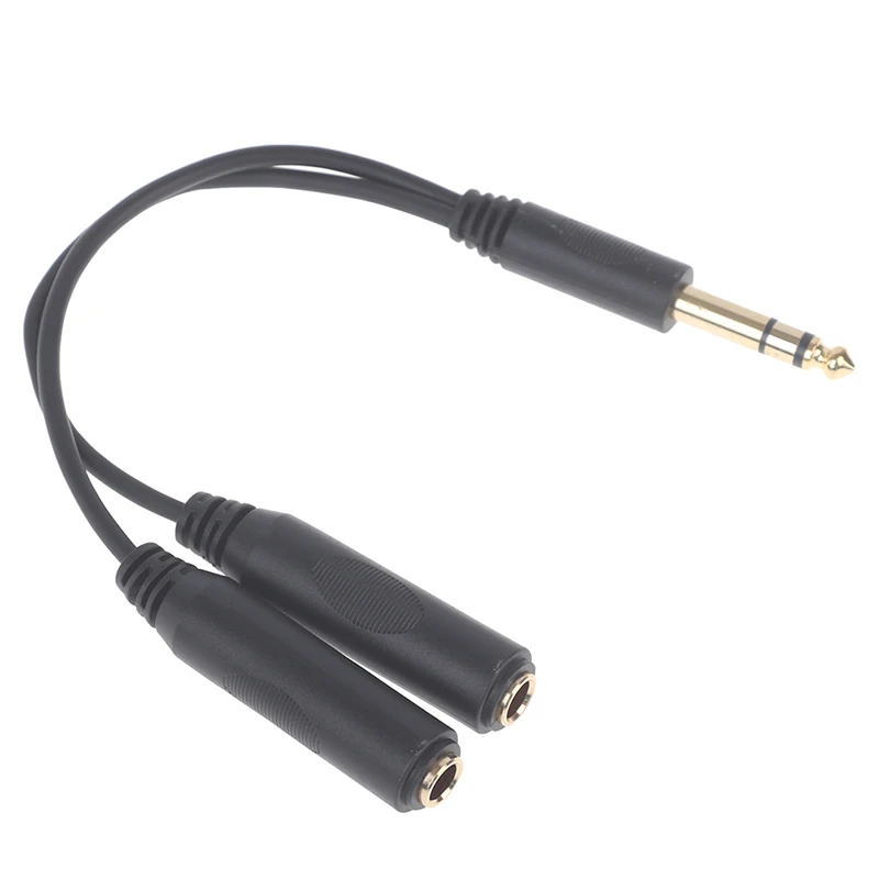 

6.35 mm Male to 2 6.35 mm Female Adapter Cable 1/4 6.35mm Plug Audio Cord