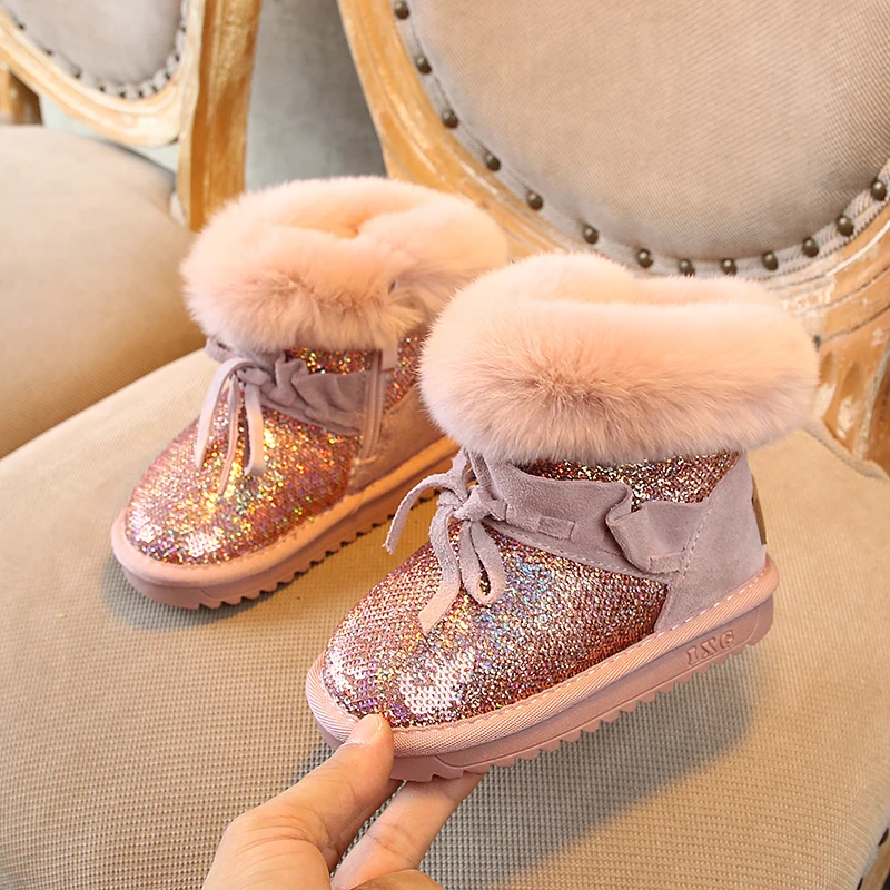 Зимние сапоги для девочек новинка 2019 теплая Нескользящая хлопковая обувь детей 1
