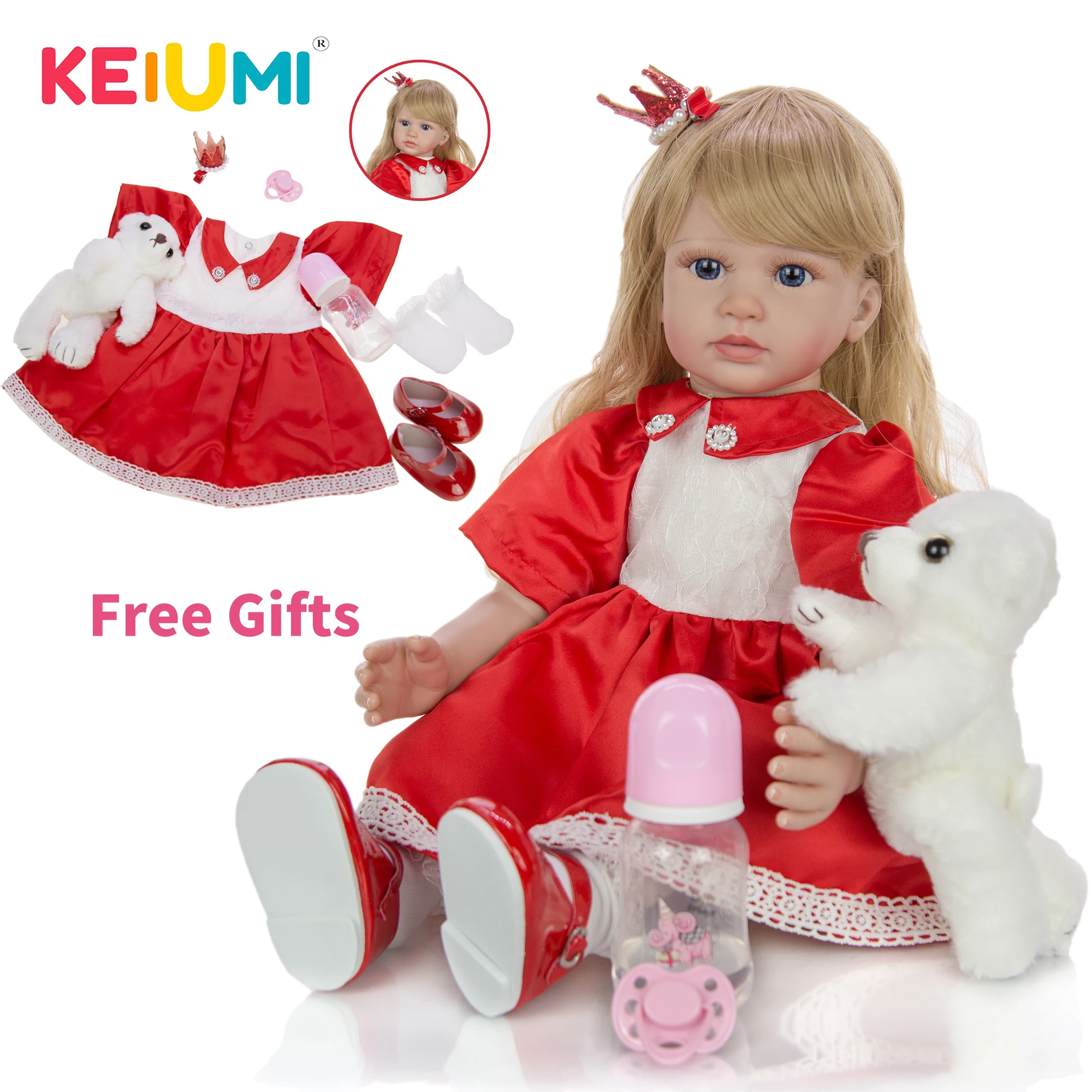 Кукла реборн KEIUMI из силикона кукла принцесса с золотыми кудрями ручная работа 60