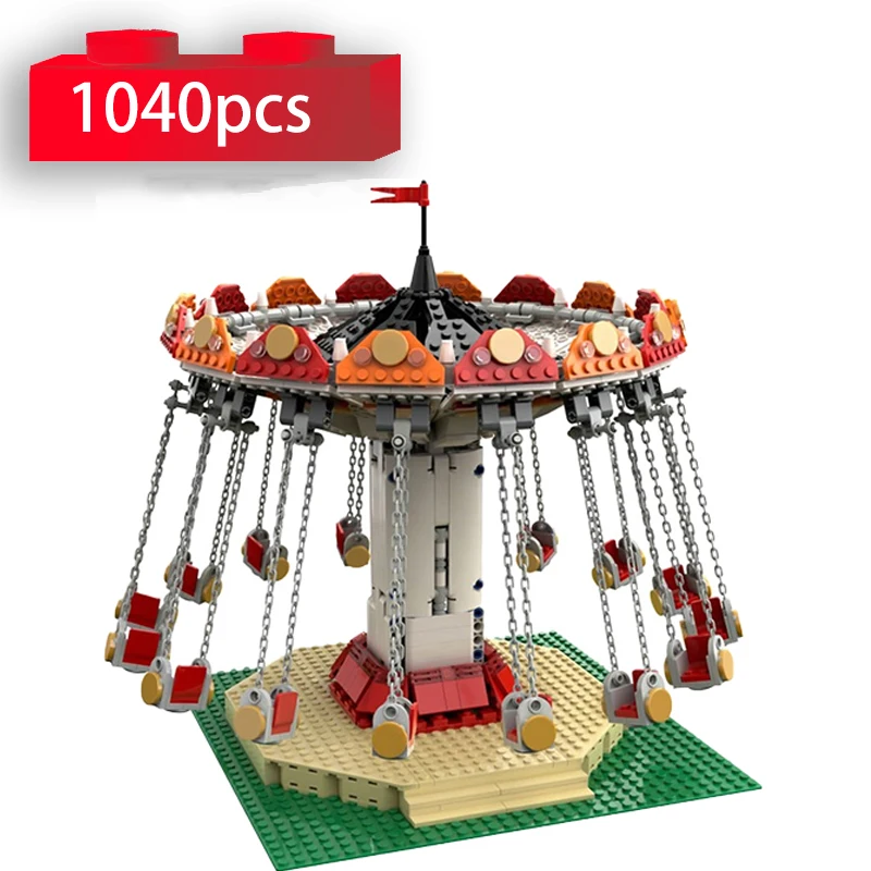 

Remote Control Swing Ride Carousel Model Building Blocks Amusement Park Flying Chair Figures Creative MOC Bricks Set Kids Gifts