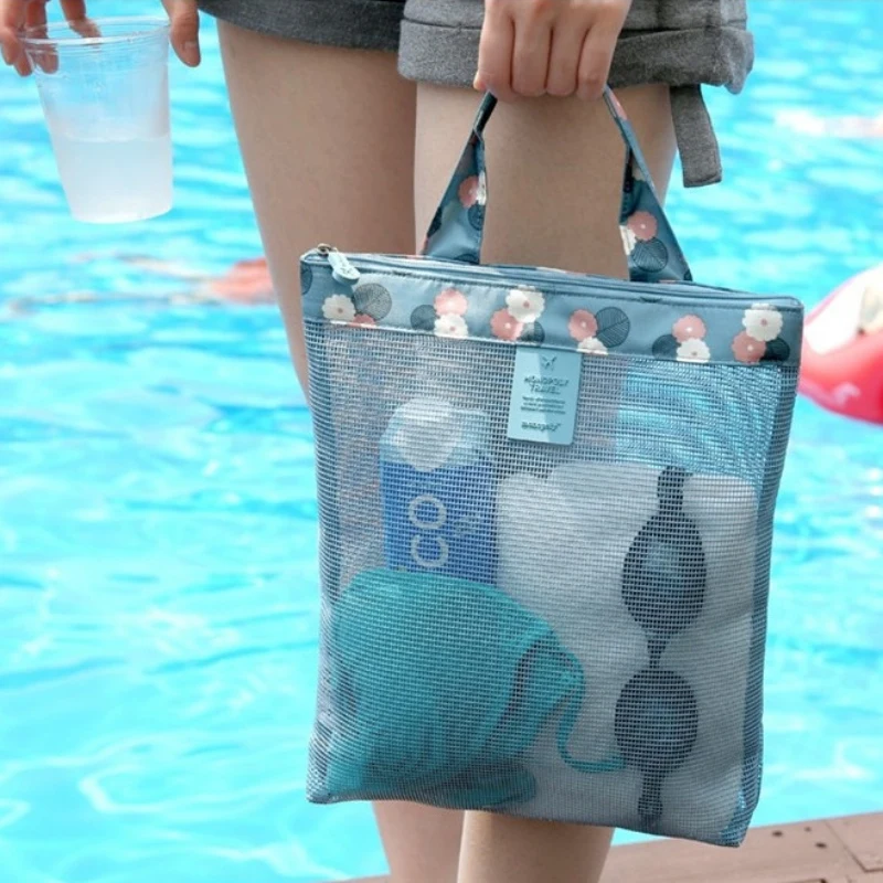 

High Capacity Women Mesh Storage Bag Portable Handbags Oxford cloth Totes Double-layer Heat Preservation Large Picnic Beach Bags