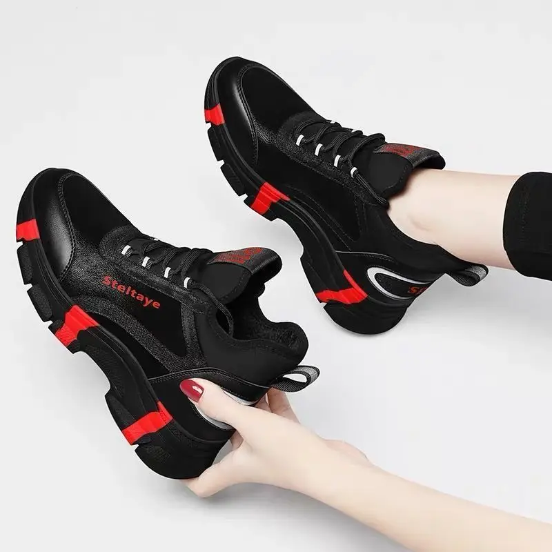 

Winter Boots Waterproof Ladies Shoes Platform Lace-Up Zipper Plush Shoe Female Black Chunky Sneakers Warm Women Boots