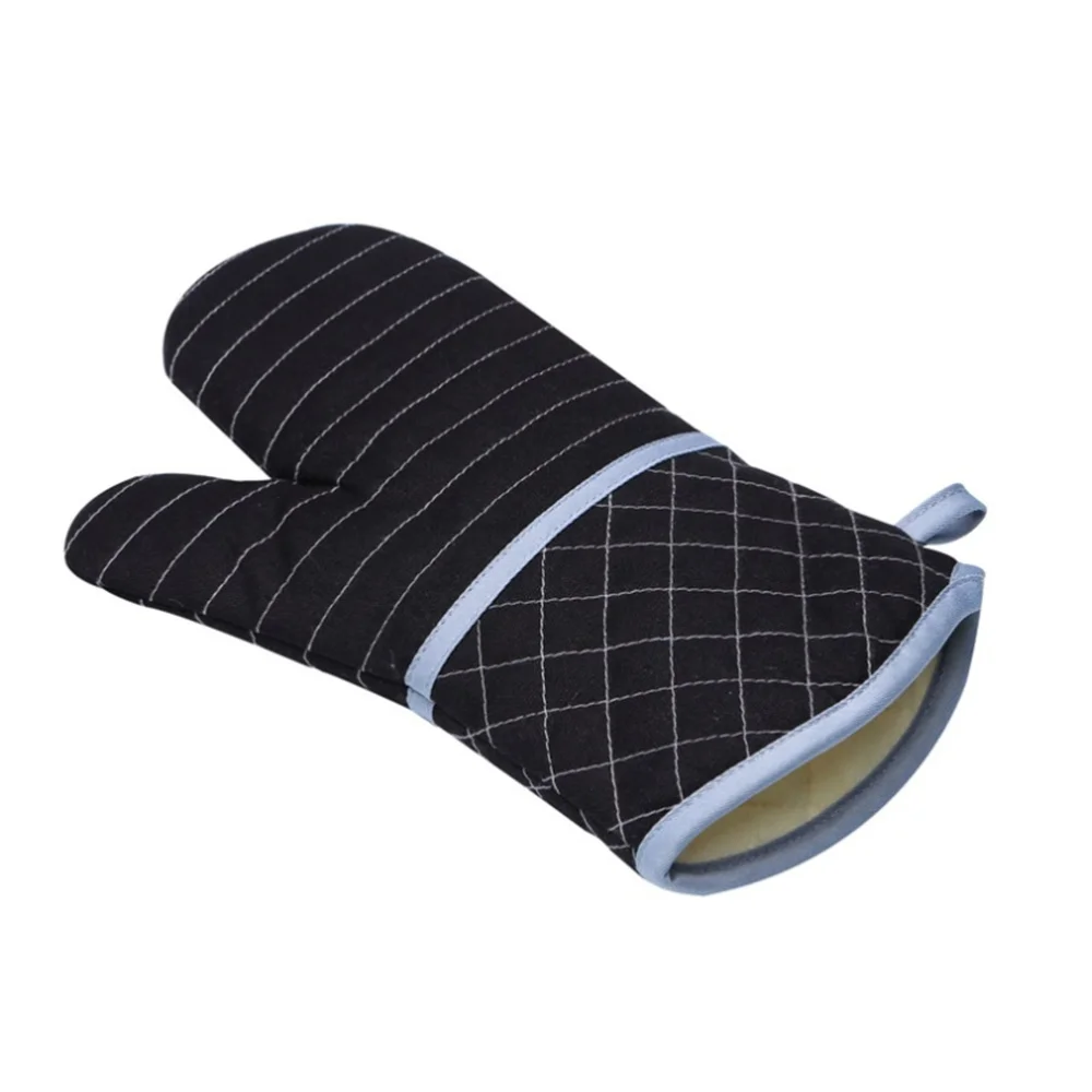 

1 Pair Oven Heat Resistant Mitt Anti-hot and Thickened Baking Tool for Home (Black)