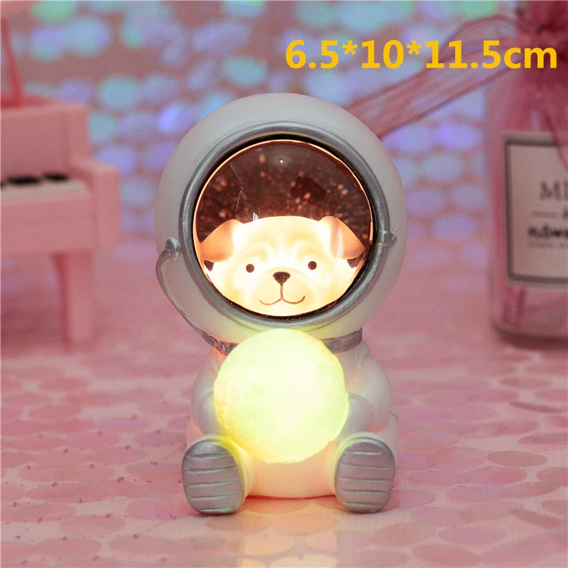 Small dog Hinnixy креативный астронавт Ночной светильник, собака, кошка, медведь, украшения, люминария, животное, настольная лампа, теплый белый полимерный декор, ремесло, светильник ing - Испускаемый цвет: Small dog