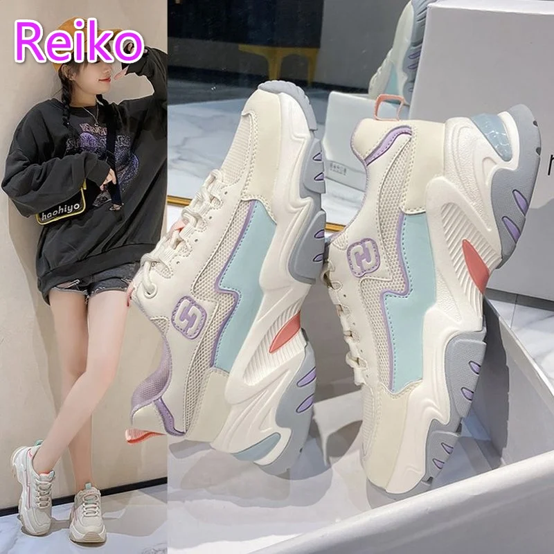 

Vulcanized shoes women's 2021 summer new thick-soled casual shoes ins color matching breathable mesh sports women's shoes