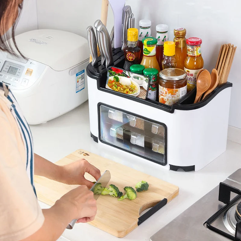 

Fashion Multifunctional High-Capacity Spice Organizer Storage Rack Kitchen Accessories Shelf Seasoning Box Household Supplies