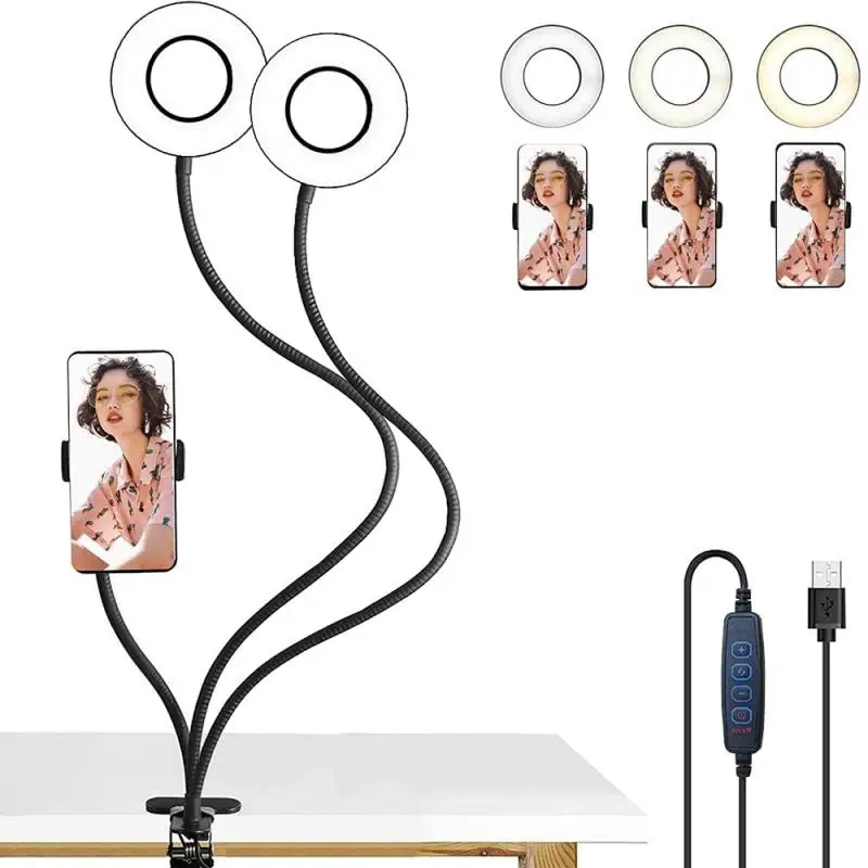 Светодиодный кольцевой светильник для селфи с поворотом на 360 градусов