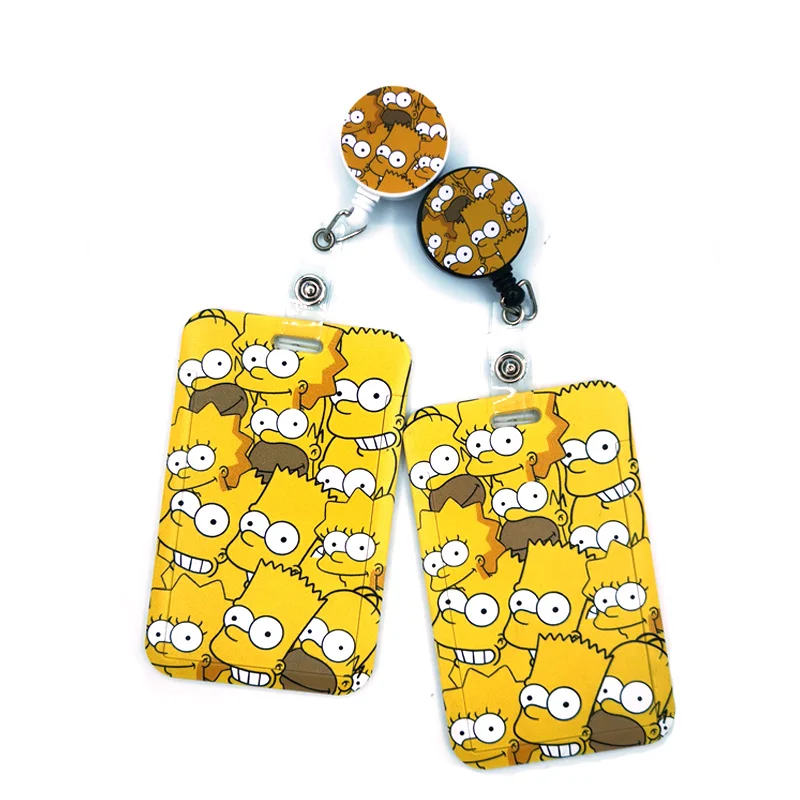 

Yellow Funny Cartoon Characters Cartoon Cute Credit Card Holder Lanyard Women Men Kid Reel ID Name Bus Clips Card Badge Holder