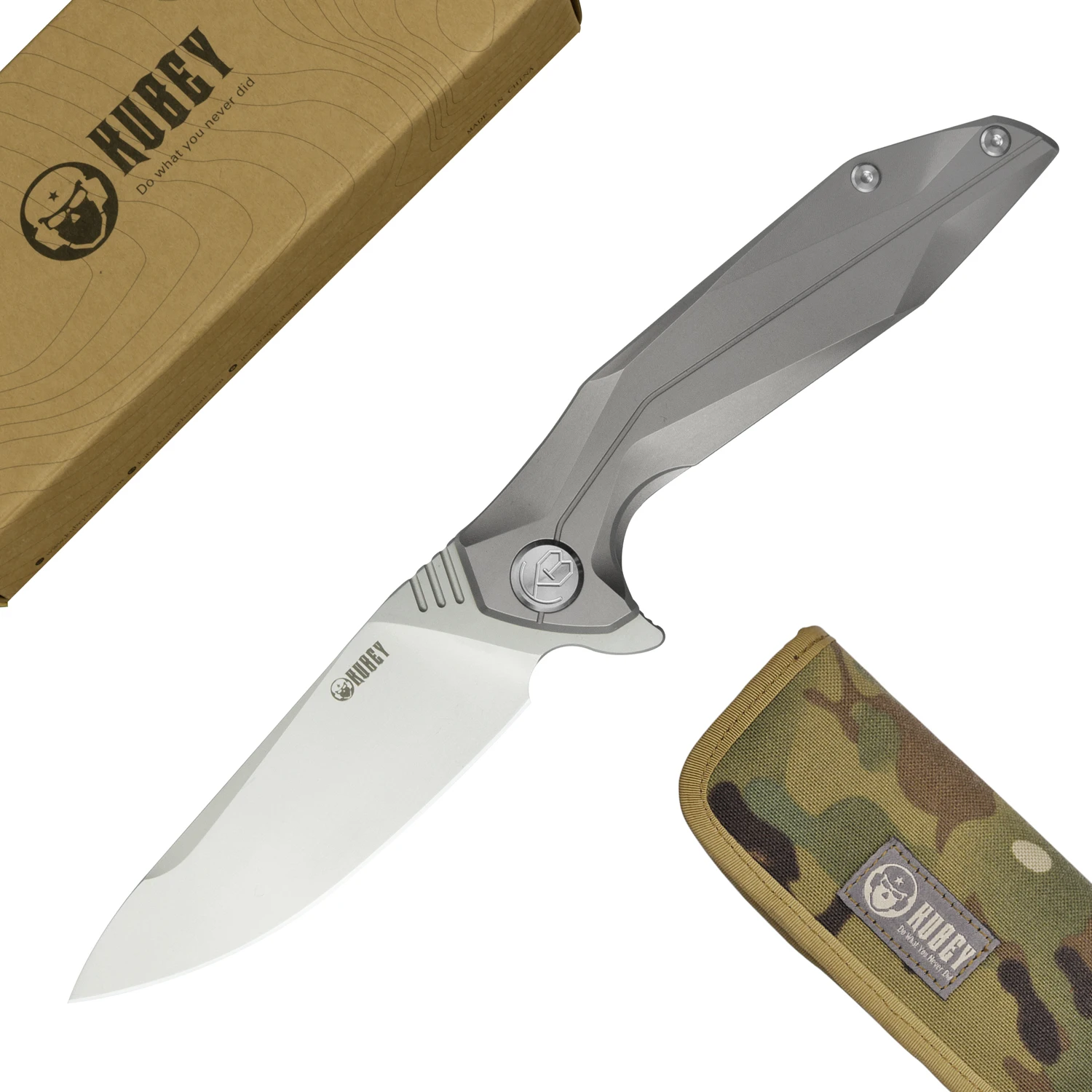 KUBEY KU235TI складной нож для повседневного использования D2 лезвие с Mo-titanium покрытием титановая ручка с отделанной камнями наружные карманные ножи