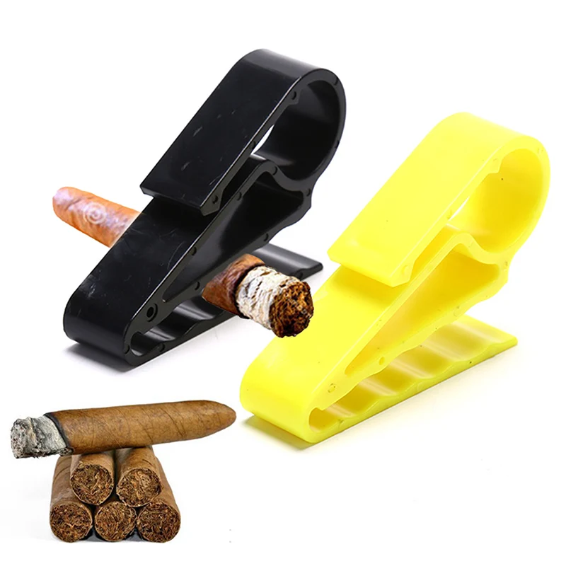 

1 Pcs Cigar Holder Golf Clips Clamp Boat Minder Grip Clip Cigarette Clamp Smoking Products For Smoker 2 Colors Black Yellow
