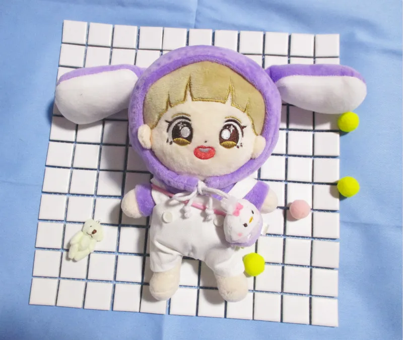 

[MYKPOP]KPOP Doll's Clothes and Accessories: Bunny Hooded Sweatshirt + overalls 2pcs Set for 20cm &15cm dolls SA19102901