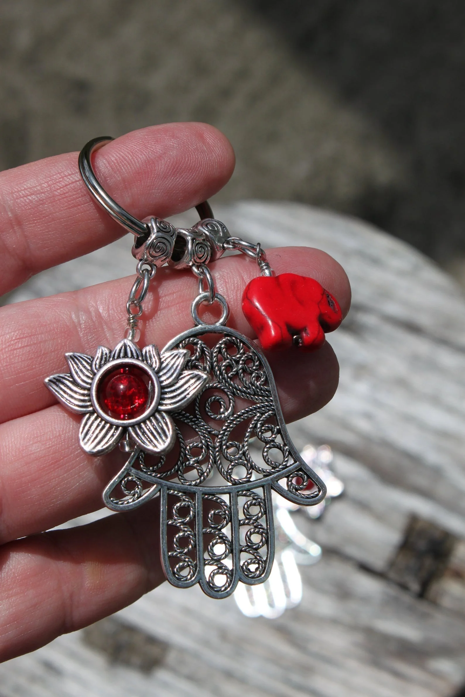 Брелок Red Elephant Hamsa Hand &amp Lotus &quotЦветок&quot | Слон-брелок брелок в виде руки Украшения