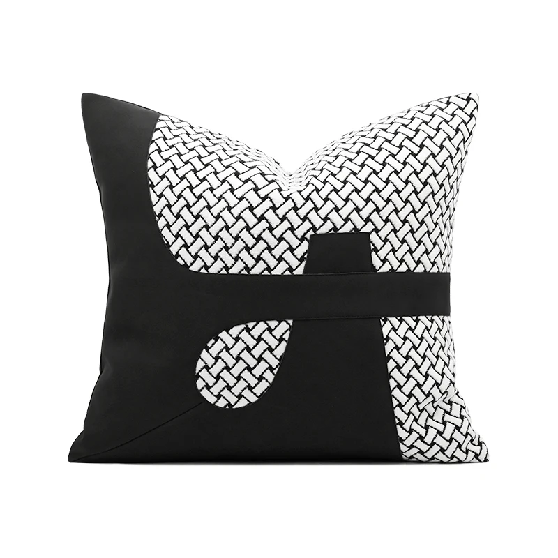 

Modern Simple Throw Pillows Velvet Black White Plaid Cushion Cover For Living Room Home Decorative Sofa Seat Cushions