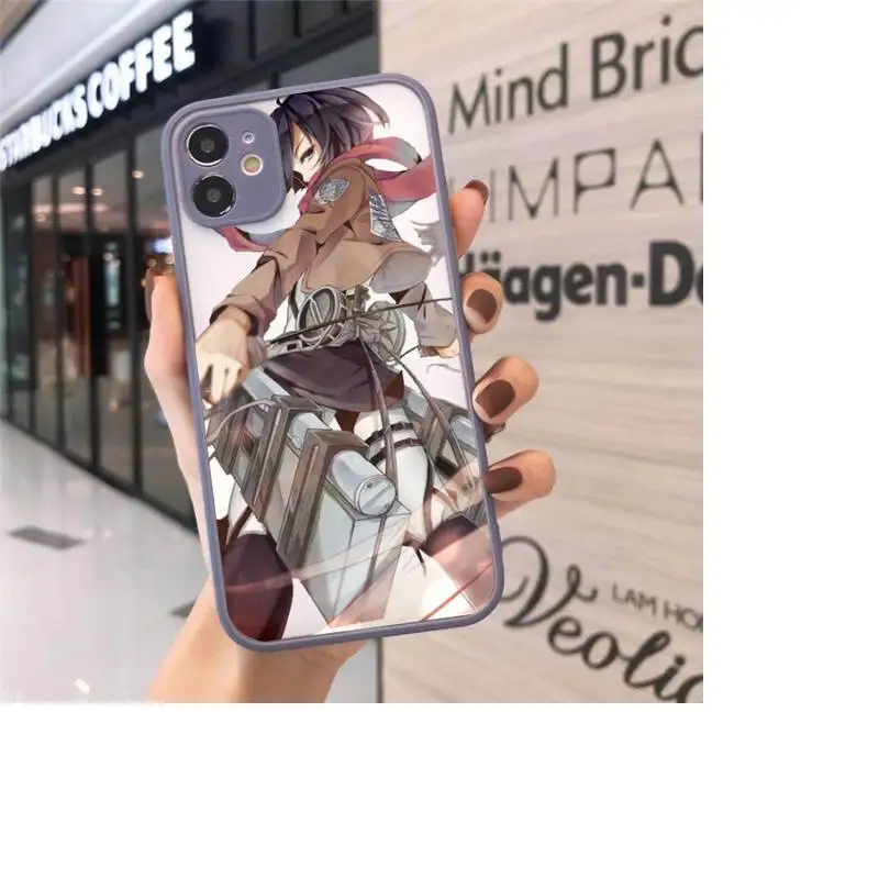 

attack on titan anime Phone Case matte transparent For gray iPhone 7 8 x xs xr 11 12 pro plus max mini Clear Funda