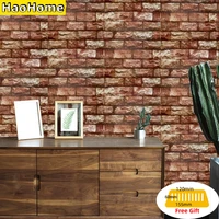 haohome red brick peel and stick contact paper faux stone remvable wallpaper sticker for walls counters home decor