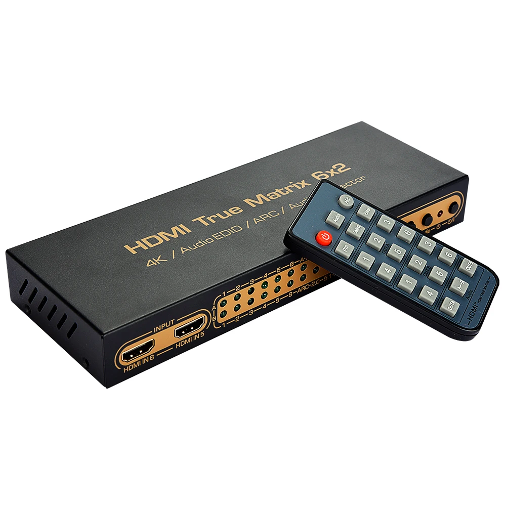 Устройство для экстракции аудио EDID 6 в 2 выхода HDMI матричный переключатель 4K ARC