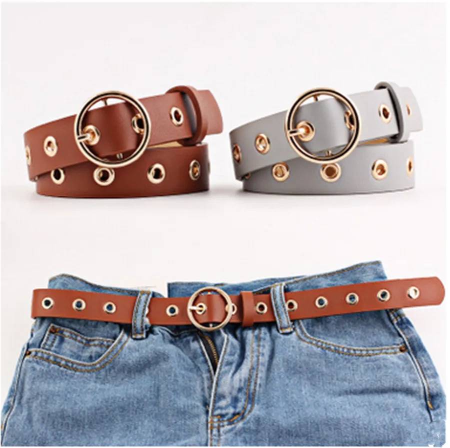 Женский ремень кожаный Круглый металлическая пряжка круглые ремни для женщин