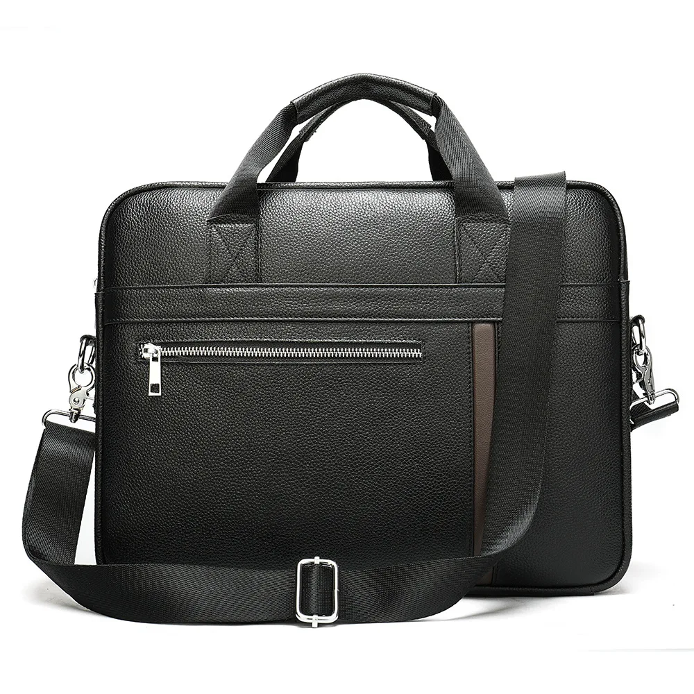 

Men's Genuine Leather Briefcase Bags Lychee Pattern 14 Inch Laptop Business Computer Simple Luxury Brand Handbags Office Bags