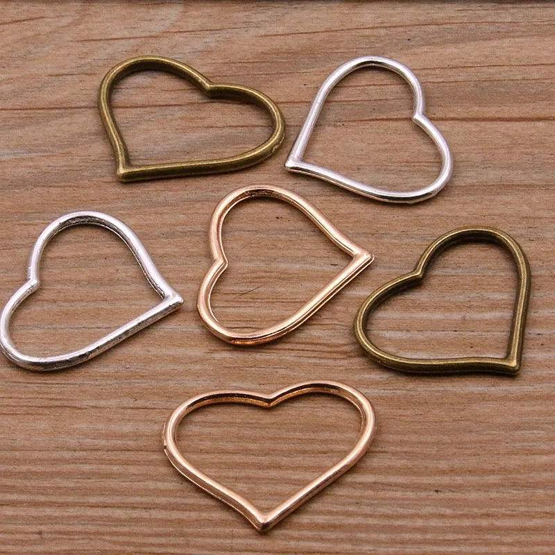 

20pcs 22*27mm 3 Color Double-sided Hollow Heart Charms Pendants Handmade Decoration Vintage For DIY Jewelry Making Findings