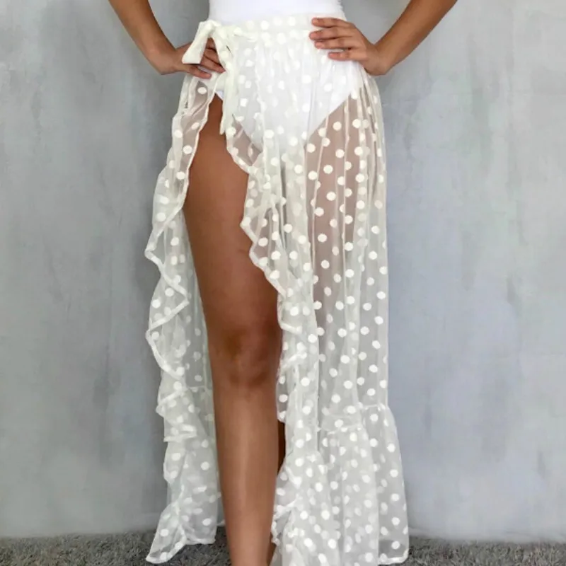 Ретро юбки женские с высокой талией сетчатые прозрачные сексуальные пляжные