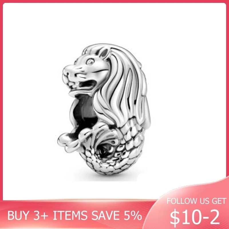 

2020 925 серебро Merlion, очаровательный, подрходит к оригиналу, очаровательный браслет для женщин, сделай сам, ювелирное изделие для маркировки