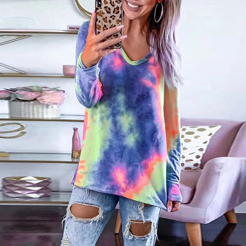 Повседневная Блузка с длинными рукавами и v-образным вырезом завязками Уличная