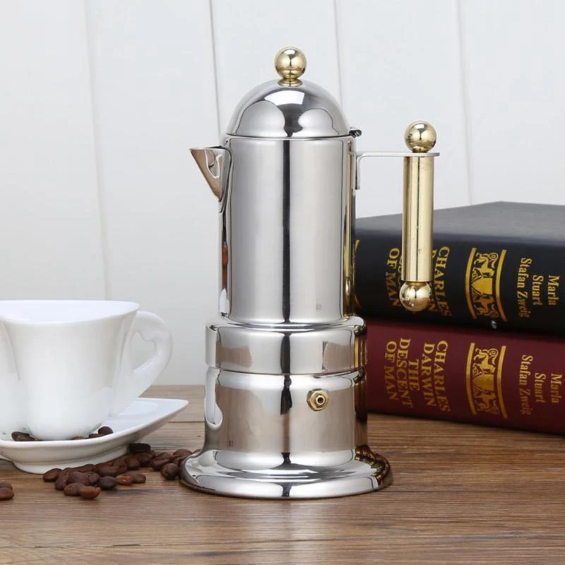 200 мл 4 чашки кофейник из нержавеющей стали Moka Кофеварка чайник фильтр