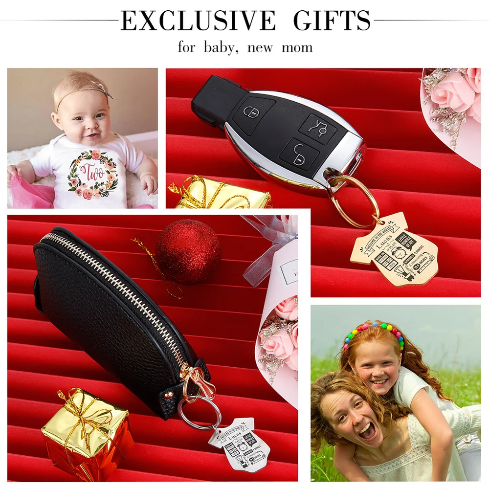 

Baby Personalized Key Chain Gift New Born Baby Souvenir Jewelry Baby Siamese Shape First Mother's Father's Day Gift