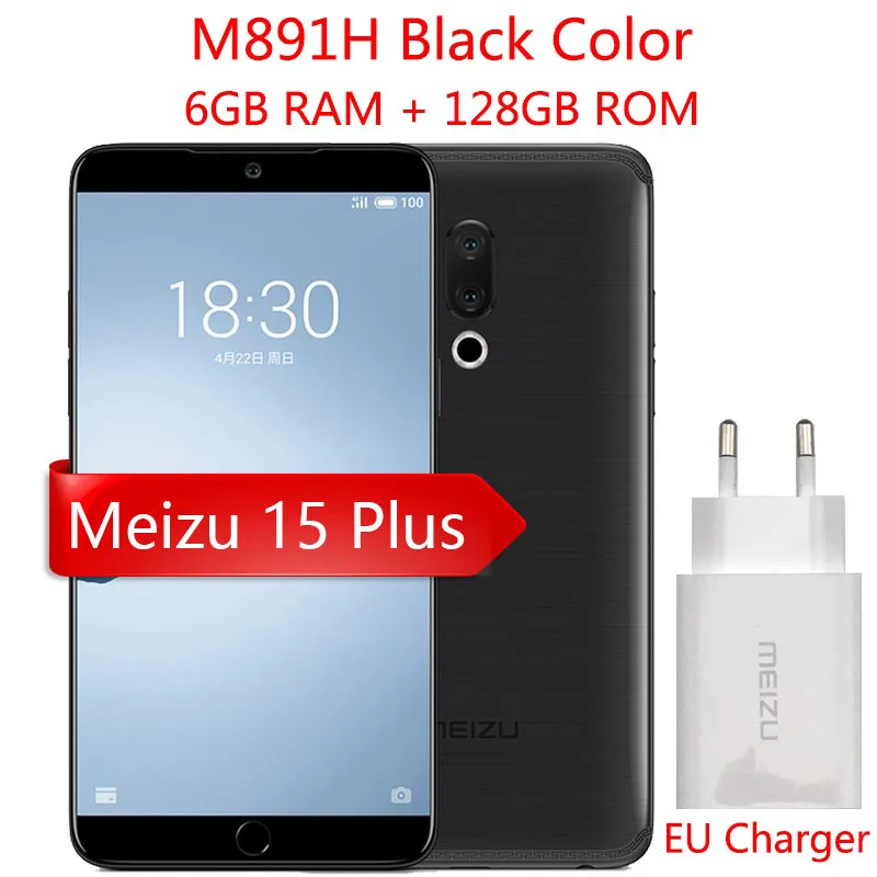 M891H Black 6G 128G Глобальная версия Meizu 15 Plus, 4G LTE, 6 ГБ, 64 ГБ, Exynos 8895, четыре ядра, 5,95 дюймов, 2560x1440 P, быстрое зарядное устройство с отпечатком пальца, mEngine, сотовый телефон - Цвет: M891H Black 6G 128G