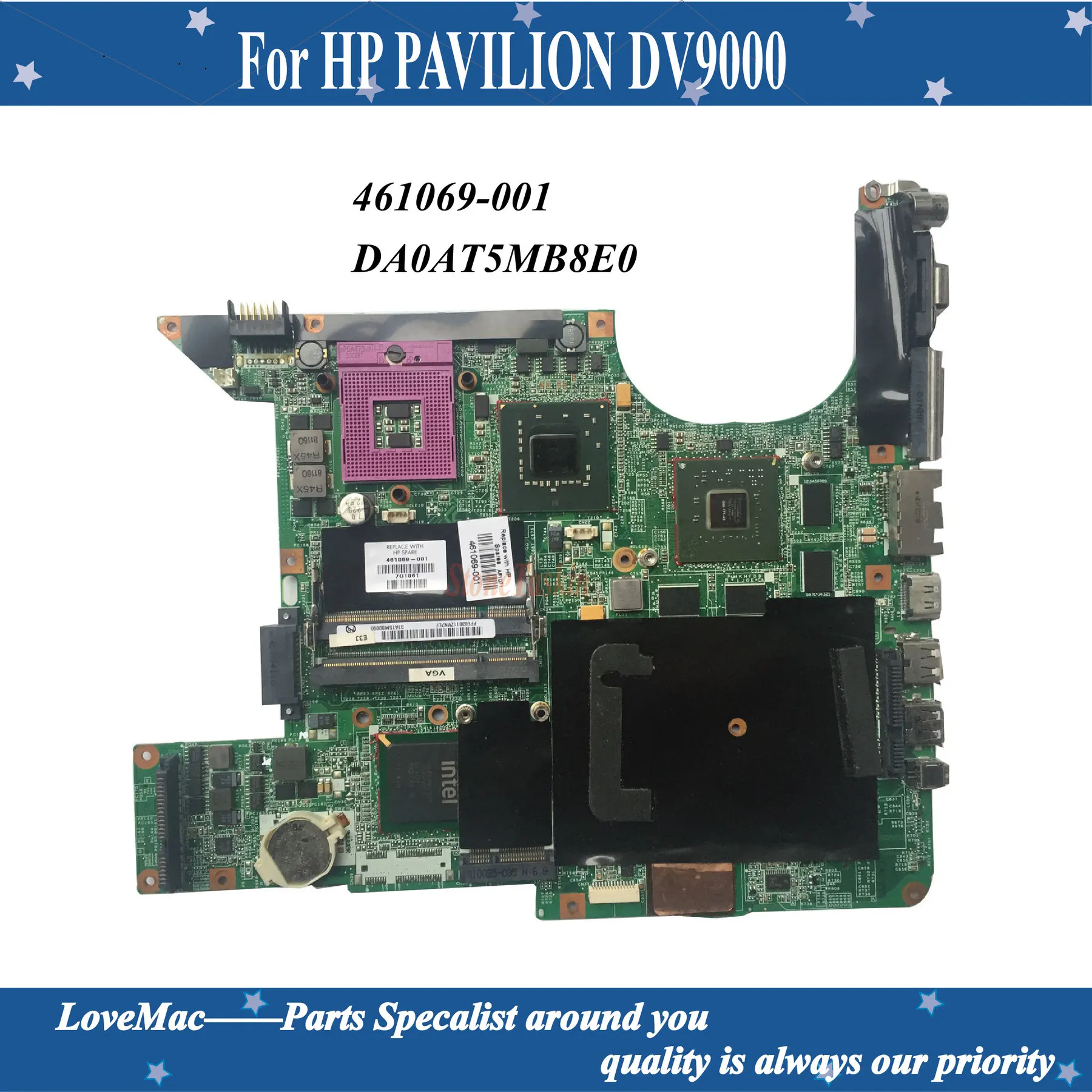 

461069-001 For HP PAVILION DV9000 NOTEBOOK DV9500 DV9800 DV9700 Motherboard 447983-001 DA0AT5MB8E0 main board 100% tested