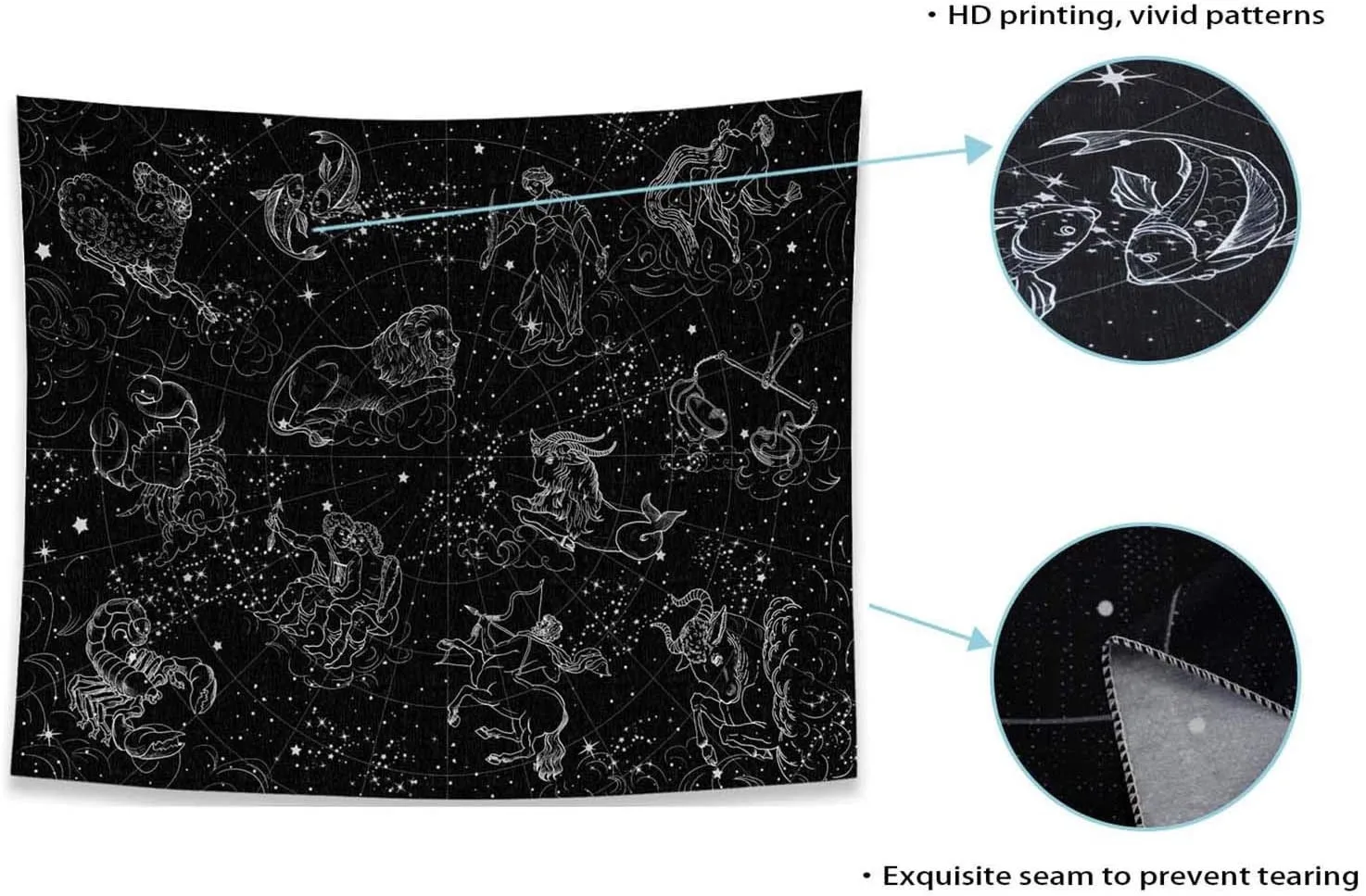 

Constellation Stars Tapestry Wall Hanging Black and White Tapestry Aesthetic Wall Tapestries for Wall Celestial Decor Bedroom