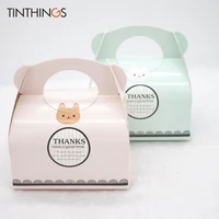20pcs candy paper box with handle muffin mousse cake packaging wedding home party birthday cookies baking package gift box