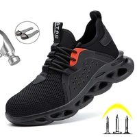 work safey shoes for men with steel toe summer work boots breathable anti puncture casual ourdoor sneaker lightweight footwear