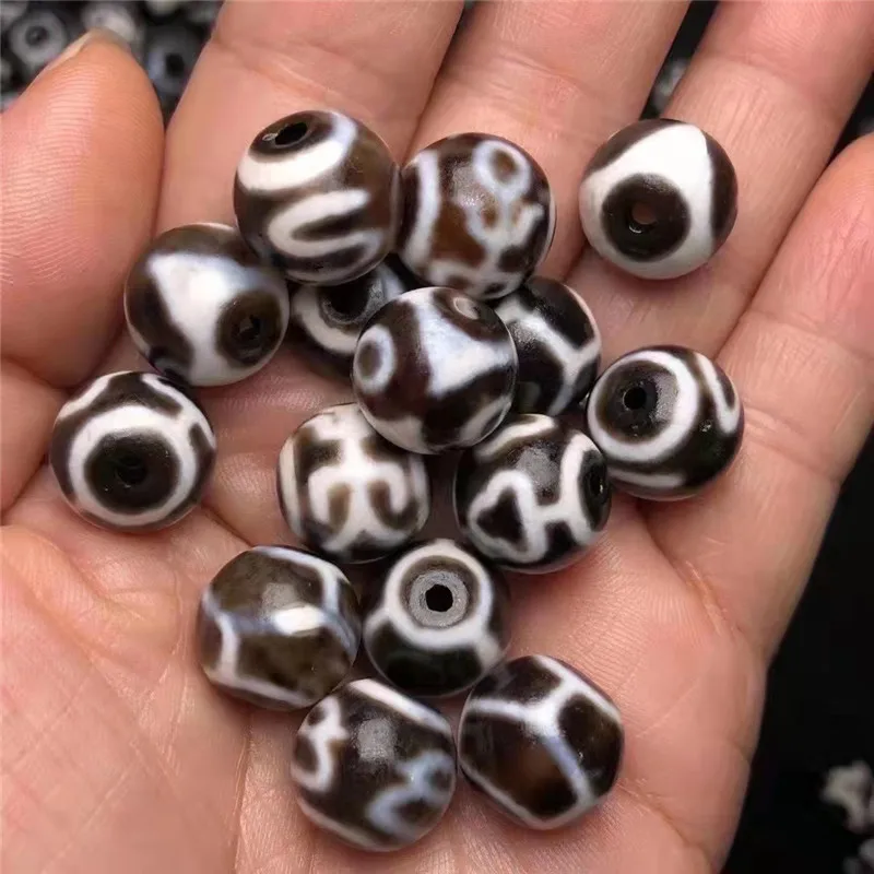 

400pcs/Lots Wholesales 14mm Taiwan Daluo Magic Natural Agate Stone Different Patterns Tibetan Dzi Beads Jewelry Making