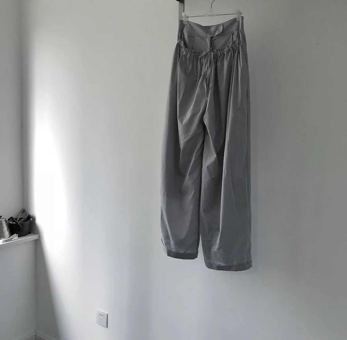 

New Korean Style Artistic Lazy Simple Elegant Drawstring Wide-Leg Pants Slim Loose Casual Trousers Cotton Women