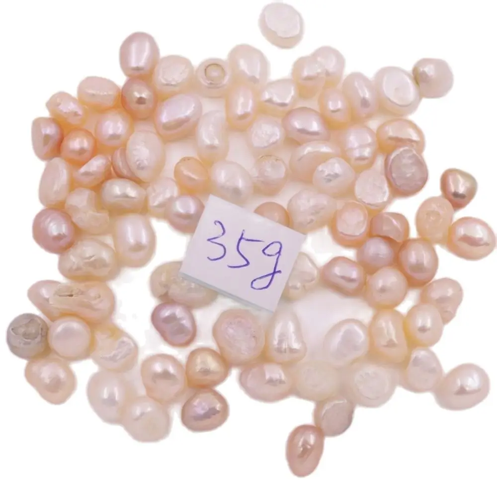 

35g 6mm-9mm Natural White Pink Purple Baroque Pearl Stone Loose Beads No Hole