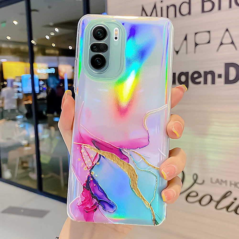 laser marbel phone case for xiaomi redmi note 10 9 pro max 10s 9s mi note 10 mi11 lite ultra poco x3 nfc pro f3 m3 soft cover free global shipping