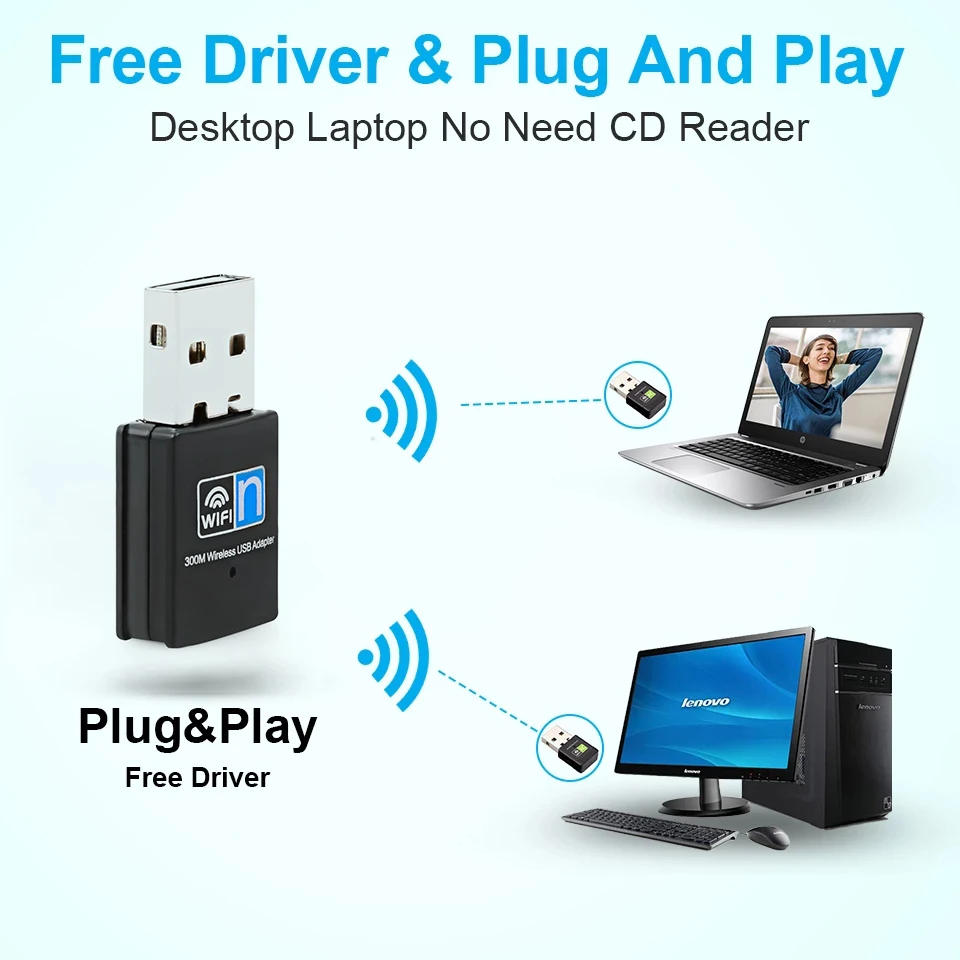 Адаптер Wi-Fi 300 Мбит/с USB приемник беспроводная сетевая карта Ethernet адаптер Lan ключ
