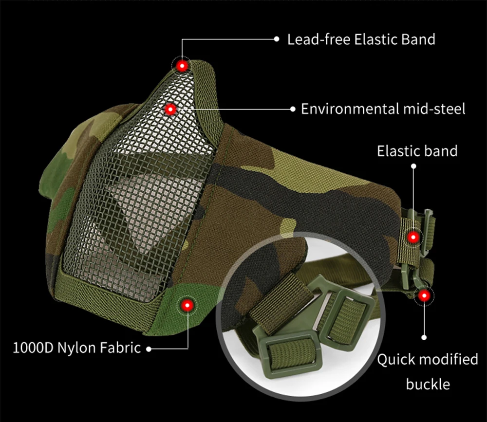 Airsoft Metal Steel Mesh Half Face Mask Tactical CS Shooting Hunting Foldable Protective Military Paintball Game Masks | Спорт и